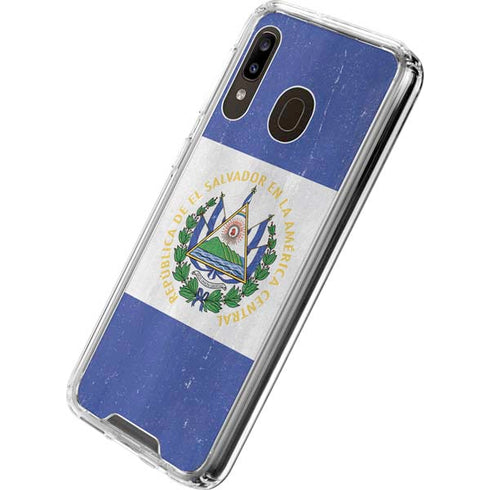 El Salvador Flag Distressed Galaxy A30 Clear Case